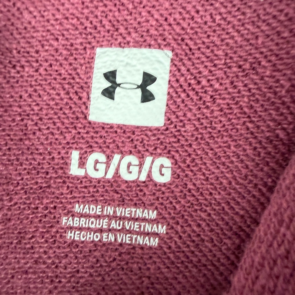 Under Armour Project Rock Hoodie Mens LG Maroon Burgundy Short Sleeve Pocket - Picture 3 of 11